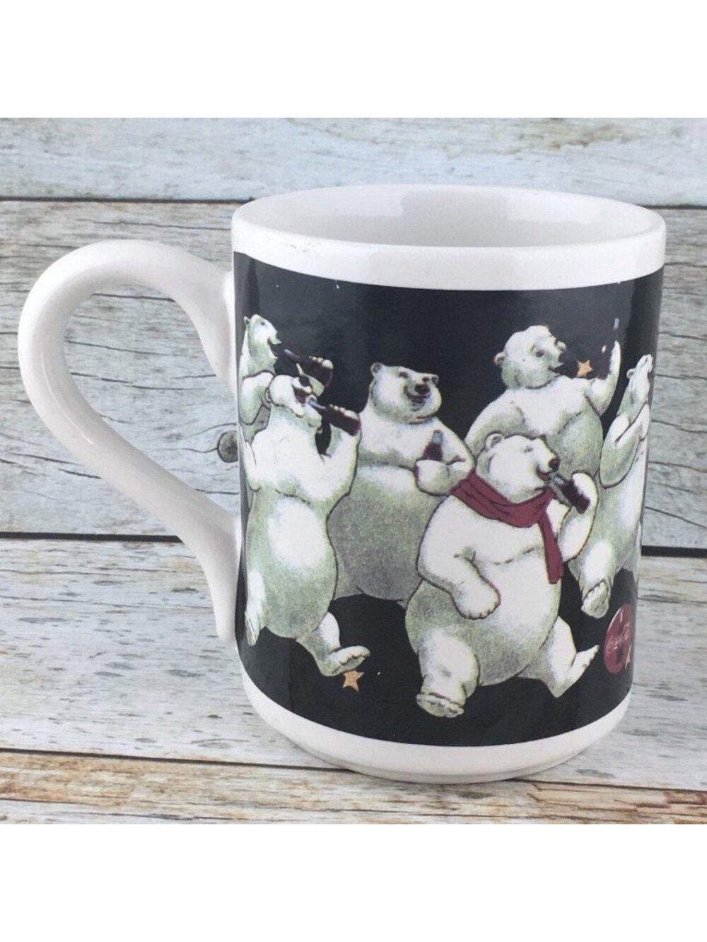 GIBSON 1996 Coca-Cola Polar Bears Enjoying Coke By Stars Ceramic Coffee Cup Mug